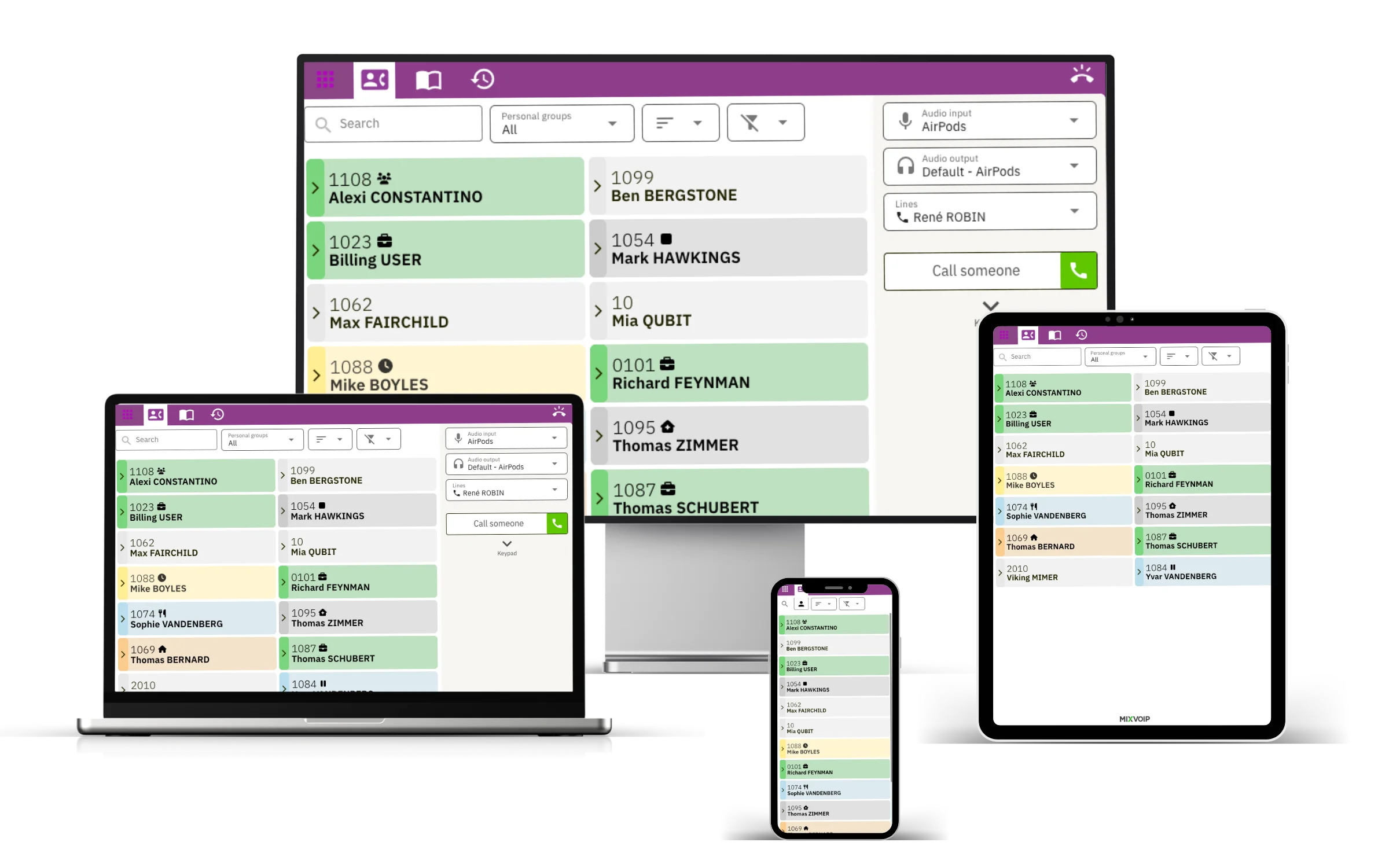 Voxbi running across web, desktop, and mobile apps.